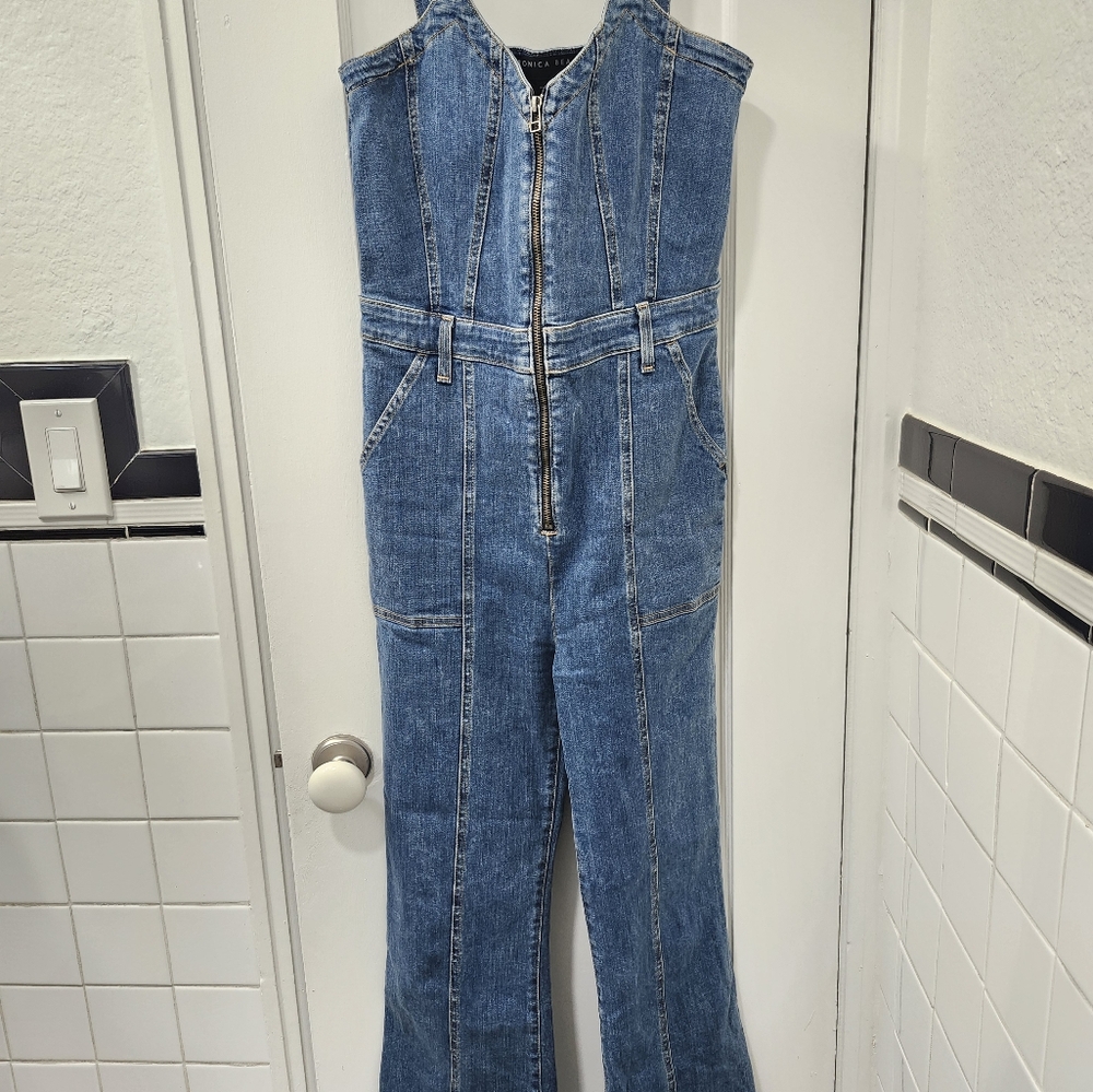 Veronica Beard Zip-Up Denim Jumpsuit